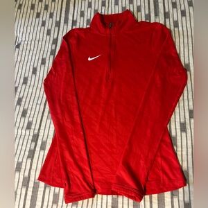Nike Women's Bright Red Quarter-Zip Sweatshirt